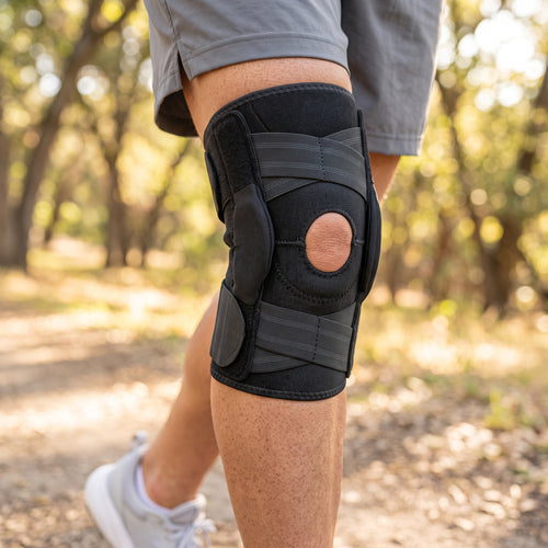 Self-Adjusting Hinged Knee Brace